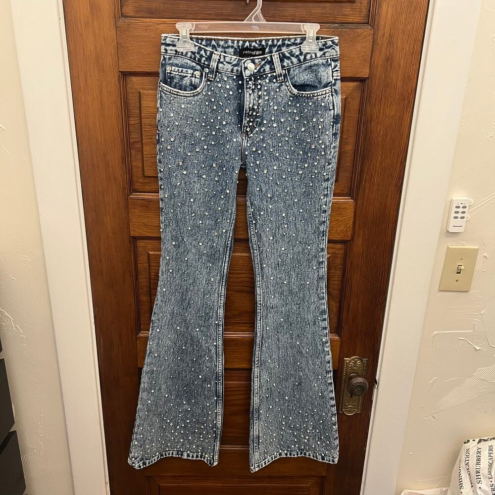 Retrofete Denim Flare Jeans with White Details